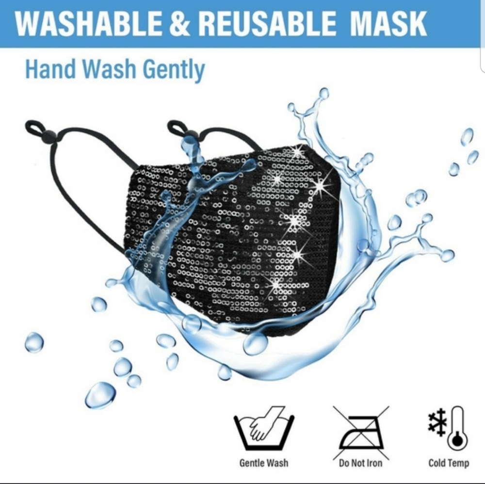 😷😷Beautiful Rose Gold Pink SequinedFace Mask😷😷 - Picture 2 of 7